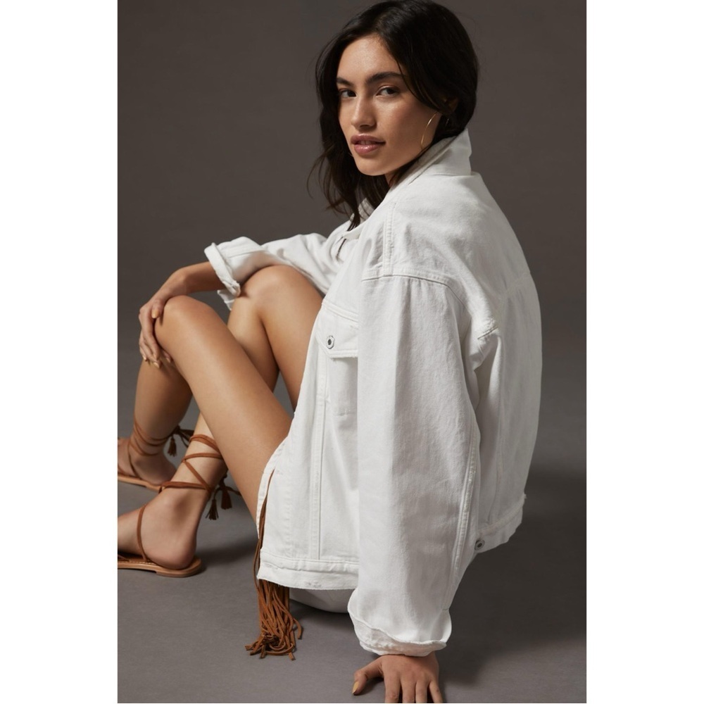Anthropologie Favorite Daughter White Otto Boyfriend Jacket Rigid Denim size XS - Picture 2 of 16